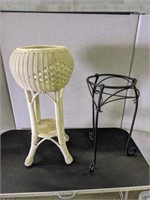 Iron & Wicker Plant Stands