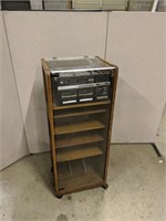 Rolling Record Cabinet W/ Record Player
