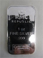 1oz. .999 Fine Silver Bar - RMC Republic