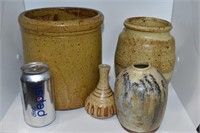 4 Hand Thrown Pottery Vases and Crocks
