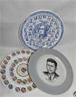 3 President Plates with John F Kennedy