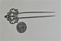 Vintage Fleur-de-lis Hair Pin 4.5" Sterling