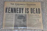 Original Newspaper "KENNEDY IS DEAD" Nov. 22, 1963
