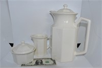 White Tea/Coffee Set w/2 Platters