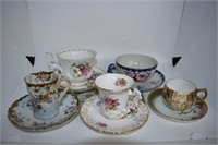 5 Bone China Cups and Saucers Vintage