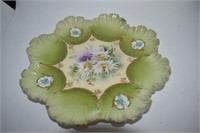 Antique Unmarked Hand Painted Oyster Dish