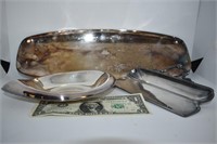 Silverplate Crumb Catcher, Nut Dish, Bread Server