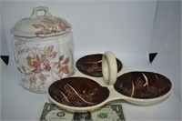 B&M China Biscuit Jar and Nut Dish