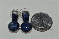 Sterling Blue Agate Earrings