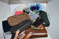Net Hat Box w/Liners and Coin Purses/Glass Hldrs