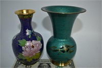 2 Cloisonne Vases 1 Made in Israel