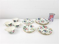 Tasses soucoupes assiettes porcelaine Crown Dugal