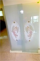Etched Angel Design Frosted Glass Panels (Qty 2)