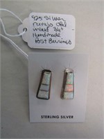 925 Silver Navajo 3/4" Opal Inlaid Post Earrings