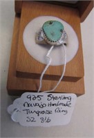 925 Silver Navajo Handmade turquoise Ring SZ 8 1/2