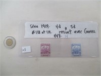 Série 1919 4¢ et 5¢ TN # 118 et 119  Mint avec gum
