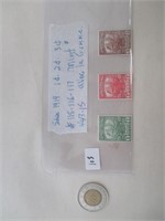 Série 1919 1, 2, 3¢ TN #115,116,117. Mint avec gum