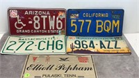 5 LICENSE PLATES-CA-AZ-MA-HANDYCAP AZ.