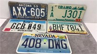 5 LICENSE PLATES-NV-IDAHO-IOWA-AZ-1959 AZ