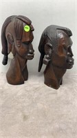 PAIR OF AFRICAN CARVED STATUES 9' & 10"