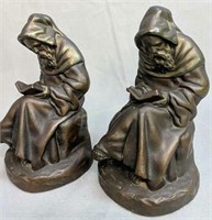Bronzed Finish Monks Man Reading Bookends
