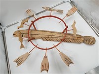 Alaska native wood wall hanger, with hand painted