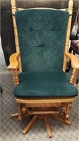 Honey Oak Swivel Rocking Chair
