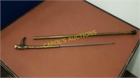 Antique BRASS Oriental metal 2 piece cane & sword