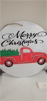 Wood hanging red truck decor