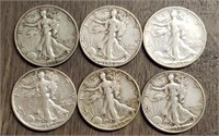 (6) U.S. Walking Liberty Half Dollars #2