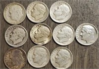 (10) U.S. Roosevelt Dimes: 90% Silver