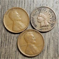 (3) U.S. 1909 Pennies