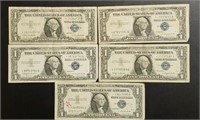 (5) U.S. $1 Silver Certificates: Star Notes