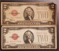 1928-D & 1928-G $2 Red Seal Notes