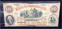 1858 Commonwealth of Virginia Ten Dollar Bill