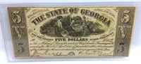 1864 The State of Georgia Five Dollar Paper Note