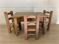 Fine Oak Dollhouse Harvest Table and Chairs