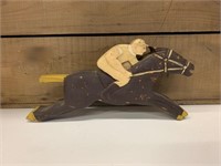 Early Folk Art Treenware Horse Racer