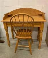 Custom Made Oak Writing Desk with Matching Chair
