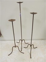 3 iron standing candleholders