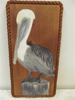 Pelican painting on board, Mills