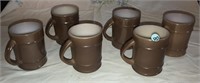 6 Tan / Brown Milk Glass FIRE KING Coffee Mugs