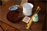 Home Décor lot-Large Brown Ash Tray,Canister