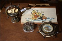 Home Décor Lot- Ship Wall Art,Clock,Lamp