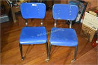 Chairs On Casters lot of 2 Blue