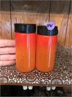 Vintage Glass / Orange Salt & Pepper Shakers