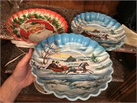 6 Vintage Christmas Cookie Candy Plates