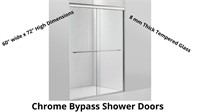 Chrome Shower Door tempered glass 60"w x 72"H