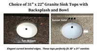 31" x 22" Tan Brown or Sunset Granite Single Bowl