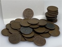 QTY 1 "ROLL" 50 UNSEARCHED WHEAT PENNIES